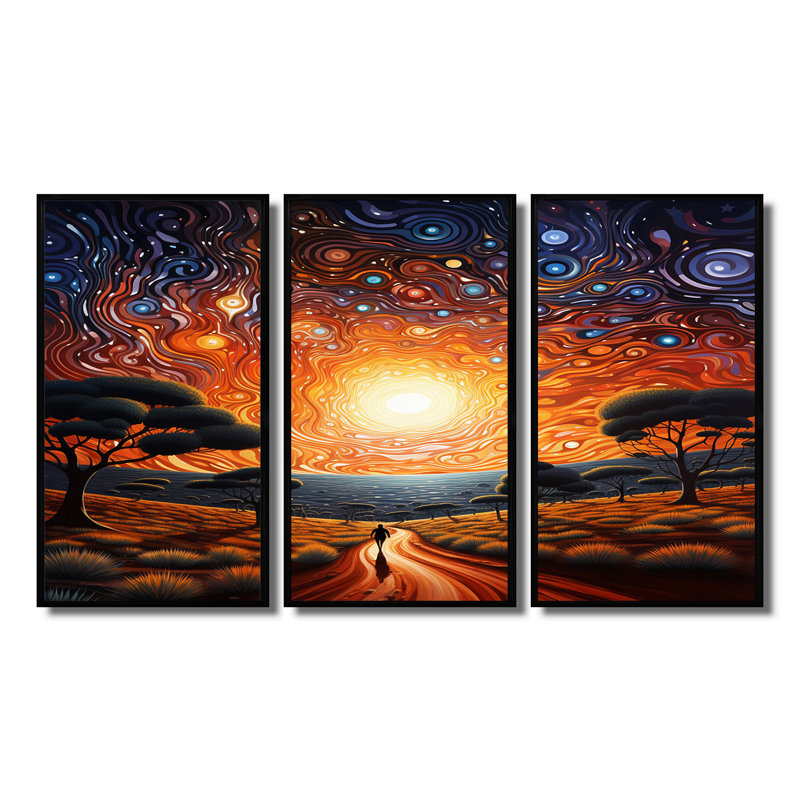 Weddington - ensemble d'art mural paysage abstrait, Cadre flottant noir, H 32 po x l 48 po x P 1 po