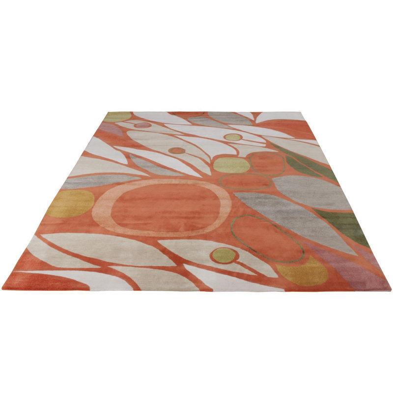 Hand Knotted Wool Geometric Area Rug, Rectangle 10' x 14'