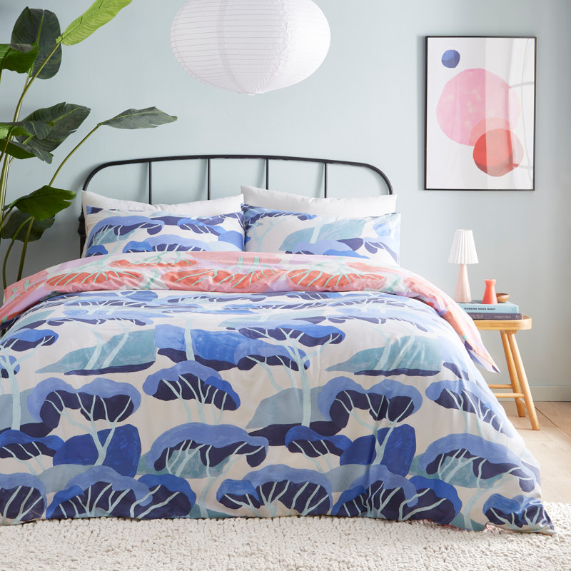 D'Azure Cotton Blend Abstract Duvet Cover Set with Pillowcases, 200 x 200 cm - 2 Standard Pillowcases