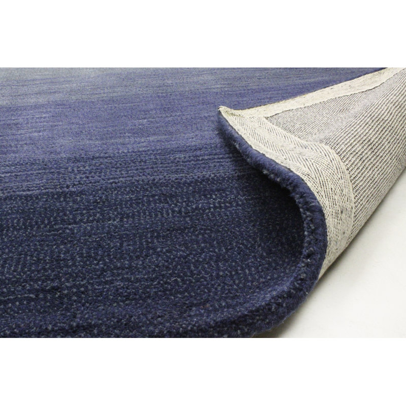 Handmade Blue Wool Tufted Stripe Rectangular Area Rug 5' x 7'
