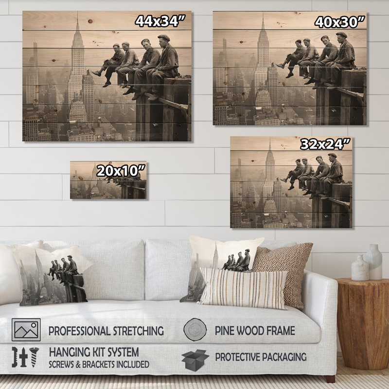 Forrest - Décoration murale en bois naturel sur bois de pin naturel Cityscapes, H 30 po x l 40 po