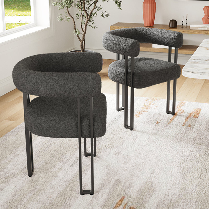 Mahjabi Upholstered Dining  Arm Chairs, Black