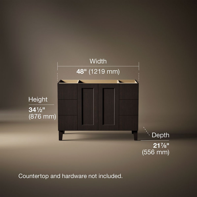 Poplin® 48" Vanity Base Only with Furniture Legs, 2 Doors and 6 Drawers, Claret Suede