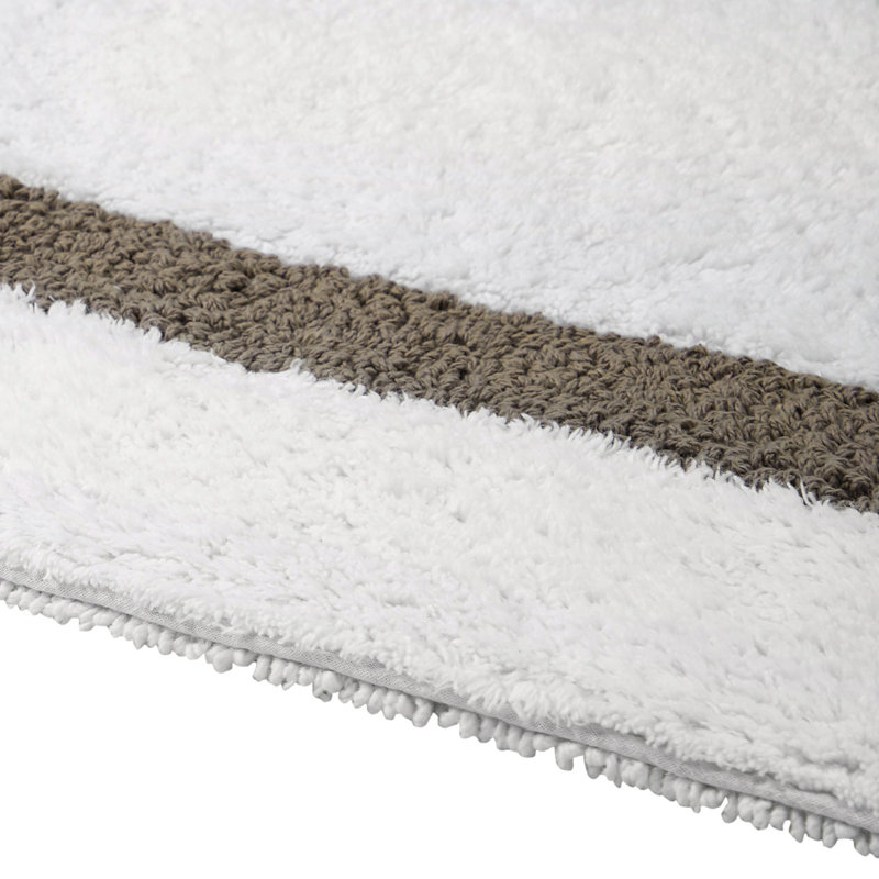 Tapis pour salle de bain réversible 100% coton Widman, Tapis de couloir 20 po x 60 po, Blanc / beige