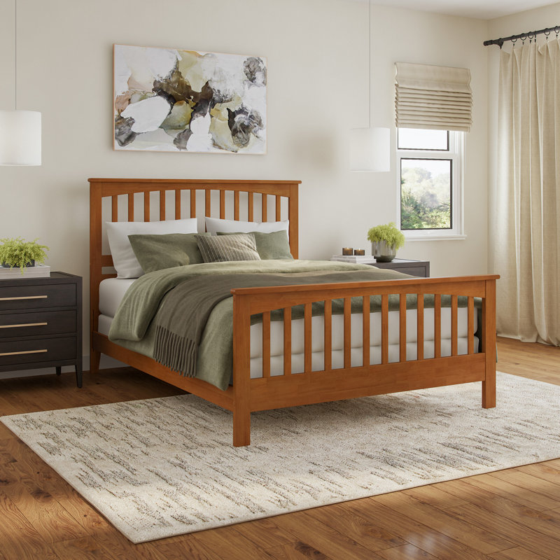 Lit de base Brooklyn avec pied de lit assorti, Caramel clair, Grand