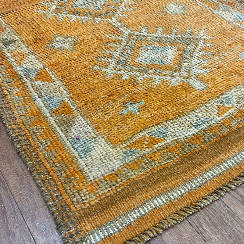  Handmade Turkish Oushak Wool Runner