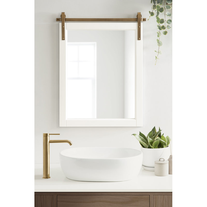Miroir mural Strickler, 30,25 po x 24 po, Blanc / Doré
