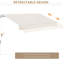 Auvent de patio rétractable 12 po x 10 pi et toile à eau, manivelle manuelle, structure en aluminium, pour terrasse, balcon, cour, eau beige, blanc 280 G / m²