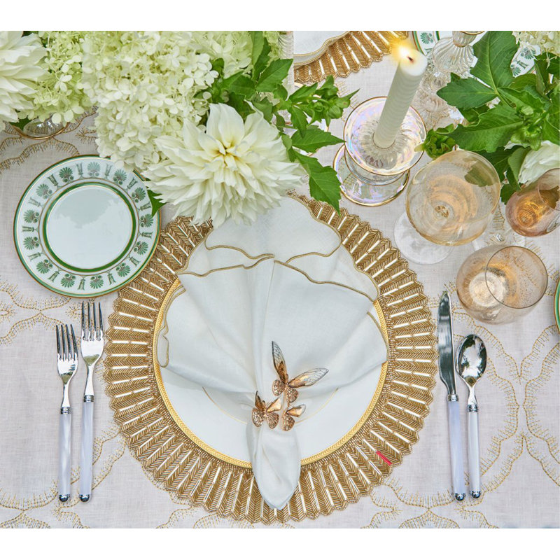 Luminance Napkin, White/Gold