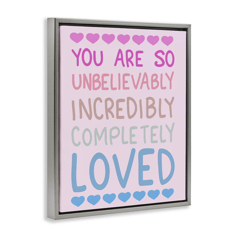 Cadre flottant incroyablement aimé avec coeurs, design par Sweet Melody Designs, Cadre flottant gris lustré
