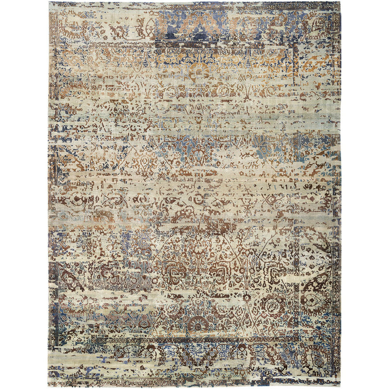 Multicolored Nu Vibrant Modern Tibetan Silk Rug - 9' x 11'1"