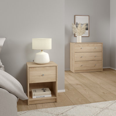 Ensemble de chambre à coucher 3 pièces - Ensemble de table de chevet et commode 2 pièces, Jackson Hickory