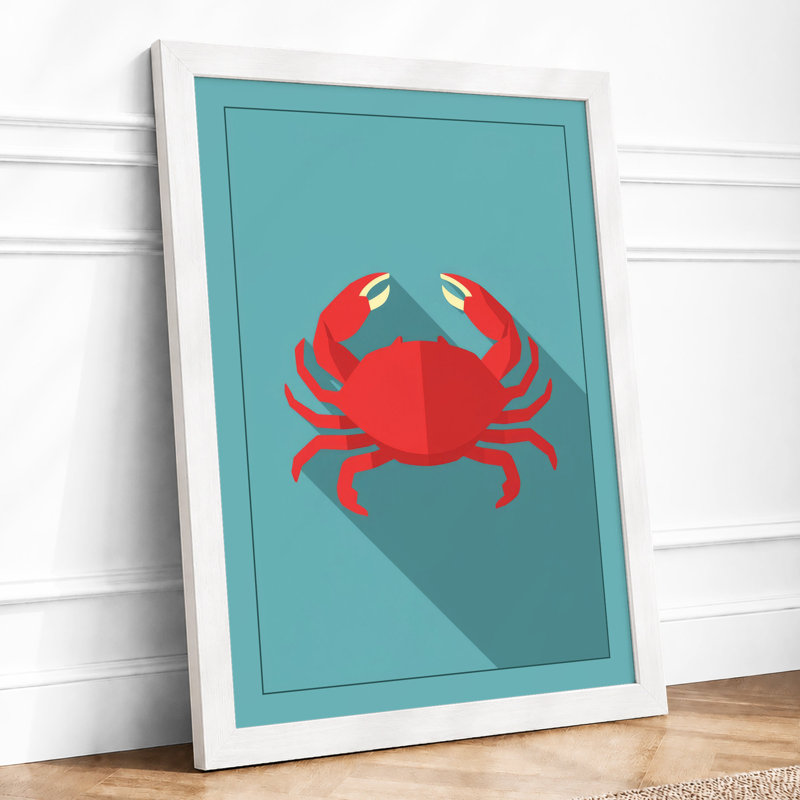 Crab In Teal Modern - Print, A3 - 42.0 x 29.7 cm, White