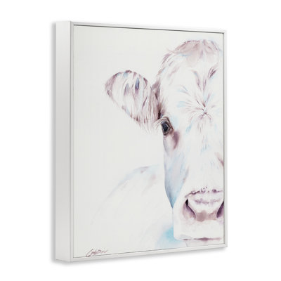 Gentle White Cow Portrait Framed Giclee, design by Cady Driver