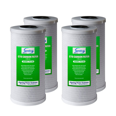 iSpring FC15BX4 Cartouche de remplacement pour filtre à eau 5 x 10 x 5 microns de carbone (CTO) pour systèmes de filtration d'eau sous évier et pour toute la maison, paquet de 4