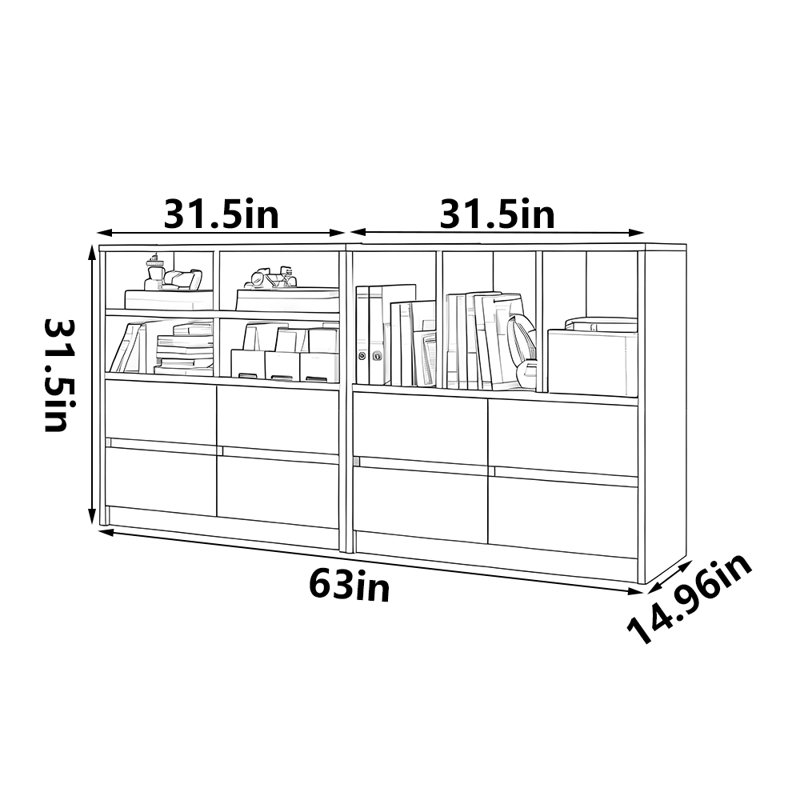 Majorie, (3 tablettes) H 31,5 po x l 63 po x P 14,96 po