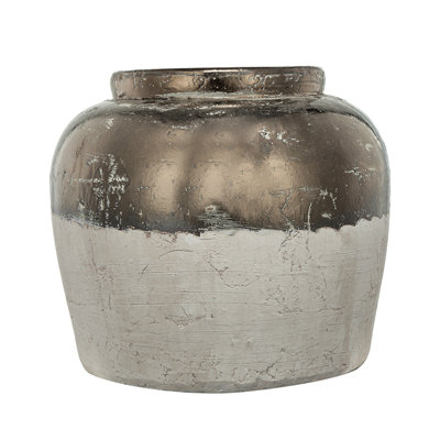 13X13X11" Round Sienna Brown Ceramic Accent Vase