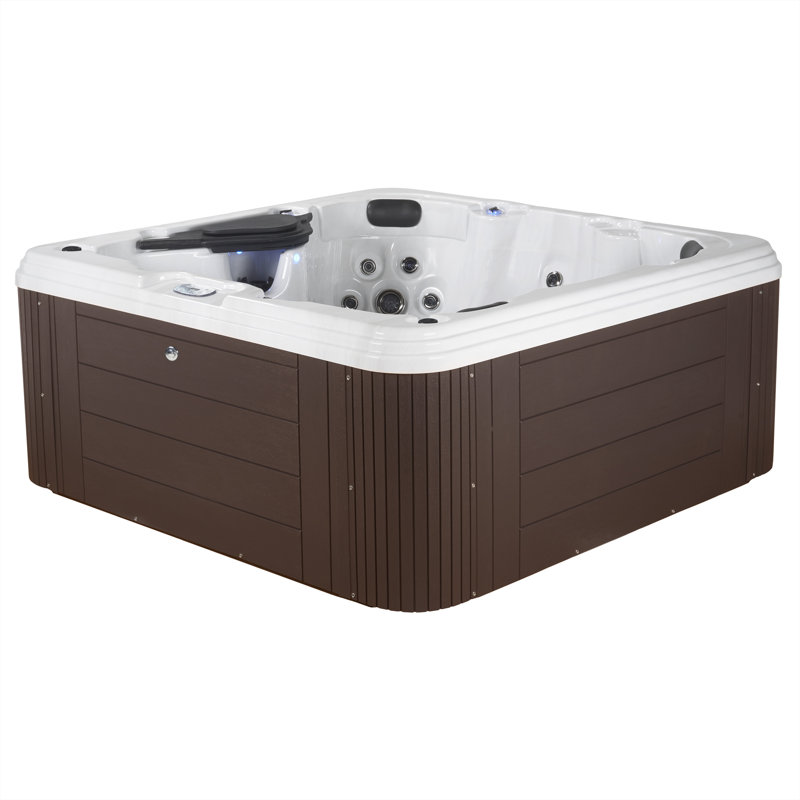Narada Harmony 6-Person Brown and Silver Square Hot Tub