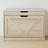 27.5"W Shoe Storage Bench with Cushion, Flip-Top Storage, Entryway Natural Shoe Rack-144379578