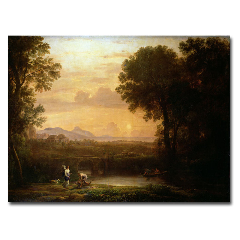 "Paysage au crépuscule" par Claude Lorrain, reproduction d'art sur toile, H 18 po x l 24 po x P 2 po