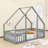 Wooden House Frame Floor Bed With Safety Guardrails-1567174616-1567174618