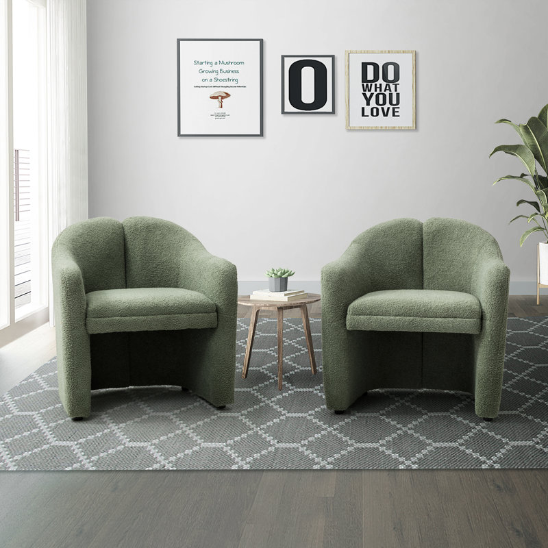 Fauteuil demi-tonneau en polyester 28 po Acke (ensemble de 2), Mélange de polyester sauge