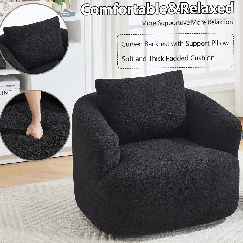 Fauteuil rembourré pivotant à 360 °, Noir