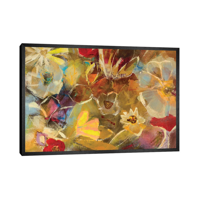 Chalkboard Flowers I by Julian Spencer - Painting on Canvas, Black Framed Canvas, 66.04 cm H x 45.72 cm W