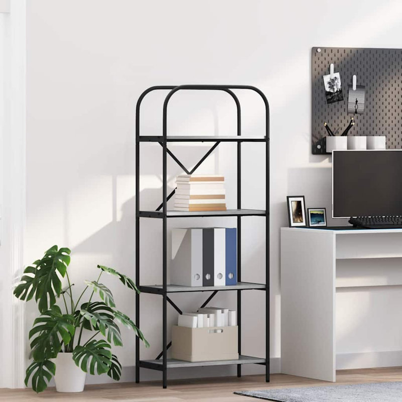 Bookshelf Engineered wood Modern Freestanding Bookshelves Organizer, (4 Shelves) 146cm. H x 60cm. W x 30cm. D, Grey Sonoma