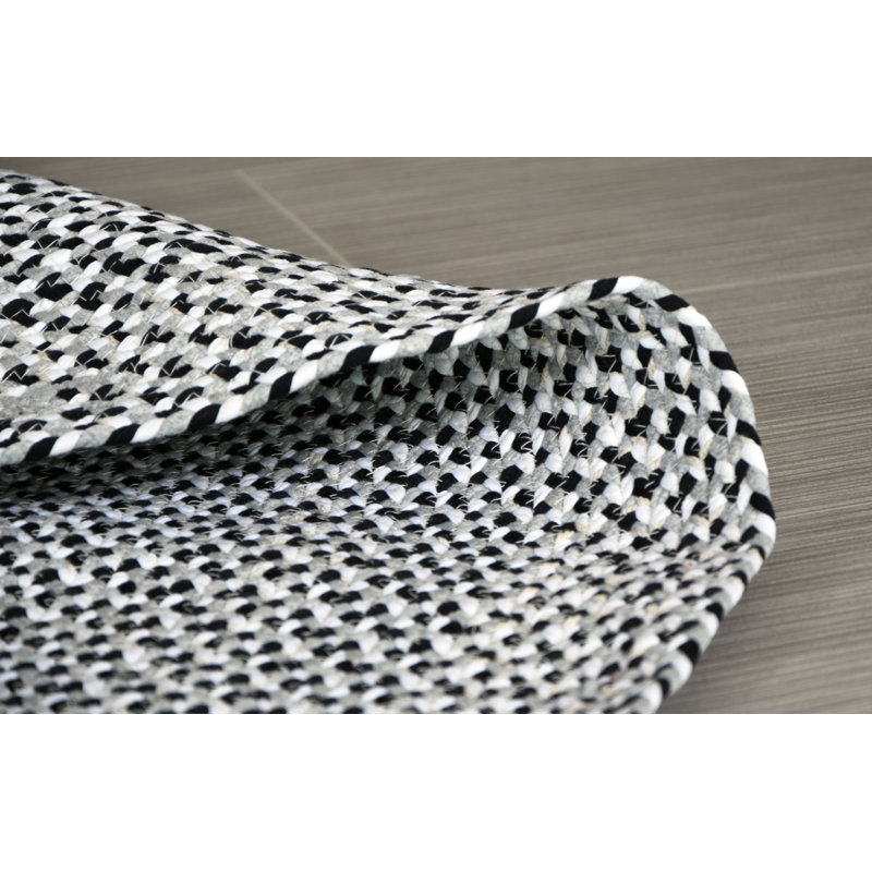 Tapis gris en coton tressé rond fait main