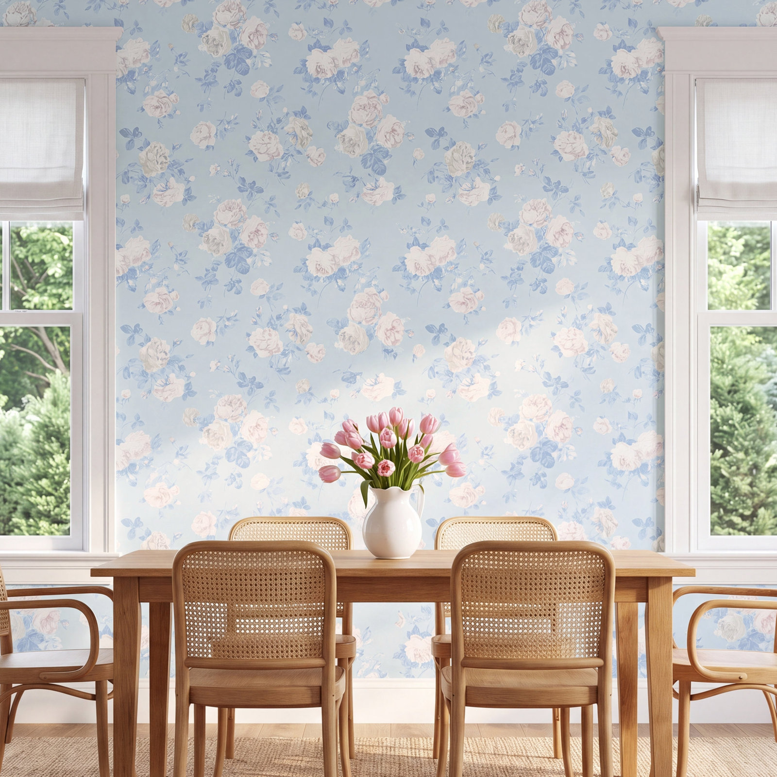 Cabbage Rose Wallpaper Double Roll