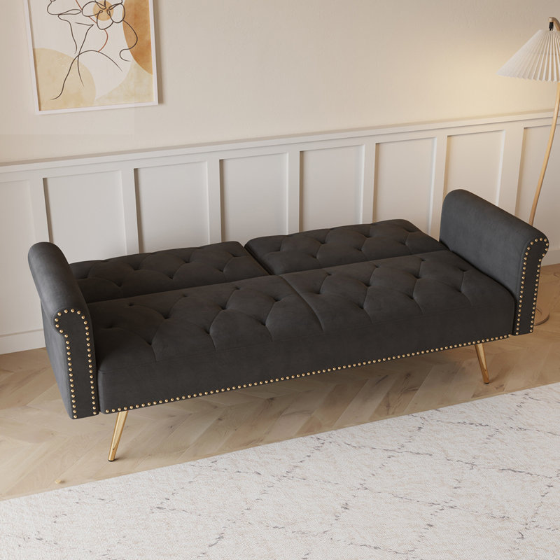 Comfy Sofa, Modern Sofa, Living Room Sofa Bed With Throw Pillow, Black