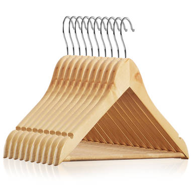 6-Pack Wide Shoulder Wooden Suit Hangers - Black by Casafield