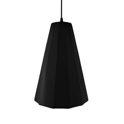 Radiance - Fluted 1-Light Pendant - Carbon Matte Black with Champagne Gold internal - Matte Black - 9"W x 13"H - Replaceable Bulb - Black Cord
