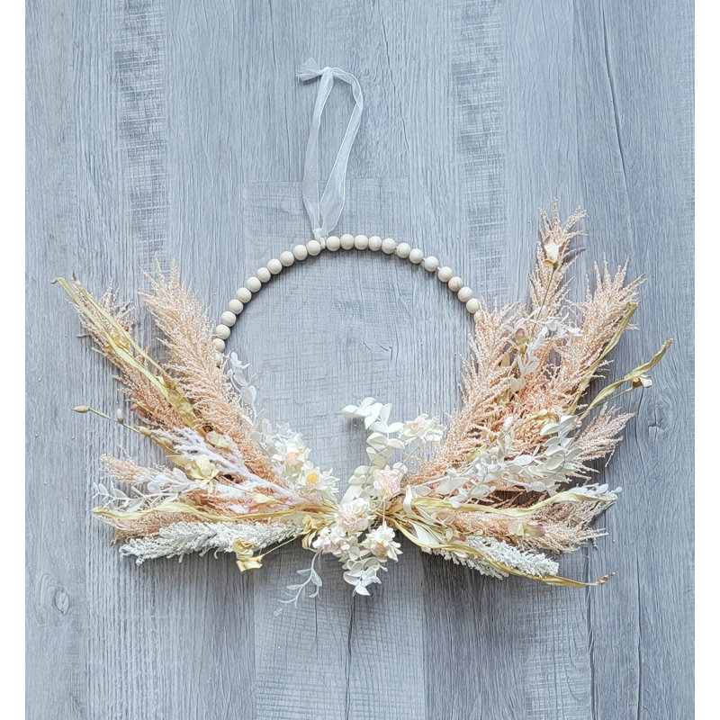 Handcrafted Faux Pampas Polyester 22'' Wreath