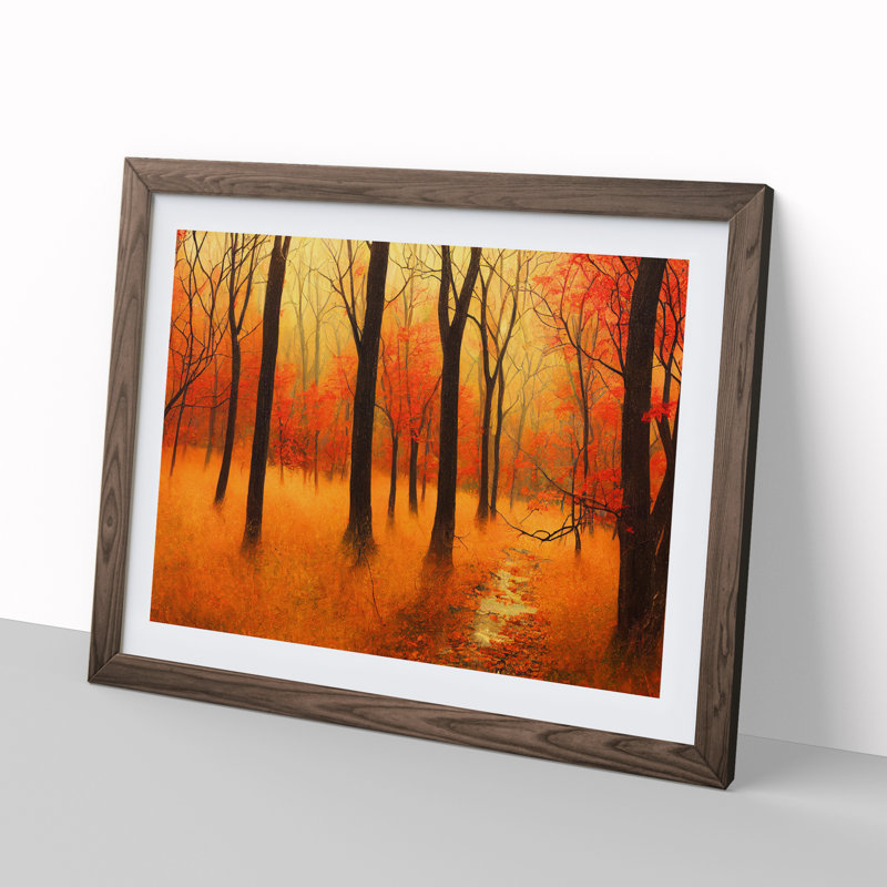Attractive Autumn Forest - Framed Print, Walnut, 25cm H x 34cm W x 2cm D