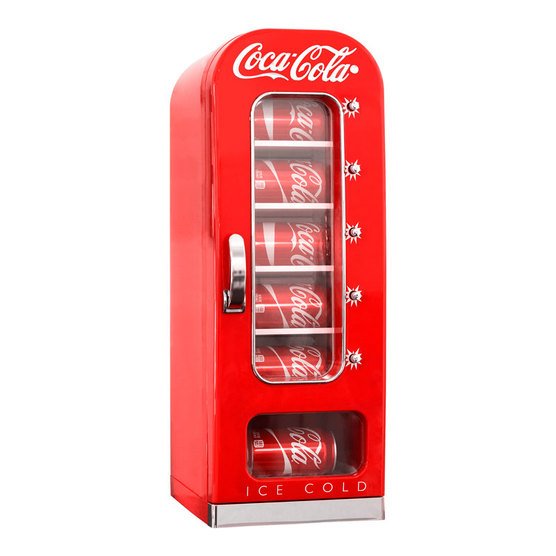 Coca-Cola Vending Machine Mini Fridge 12V DC 110V AC 10 Can Cooler, Red
