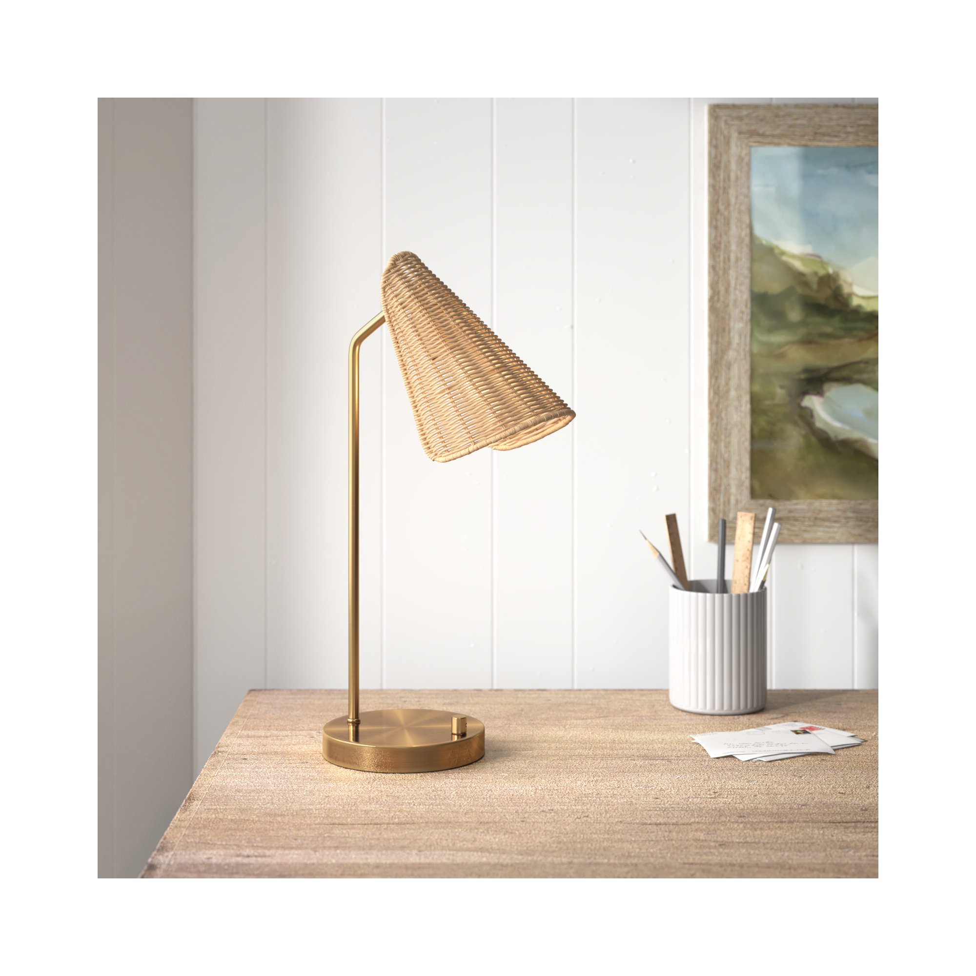Pilsen Metal Desk Lamp, Antique Brass