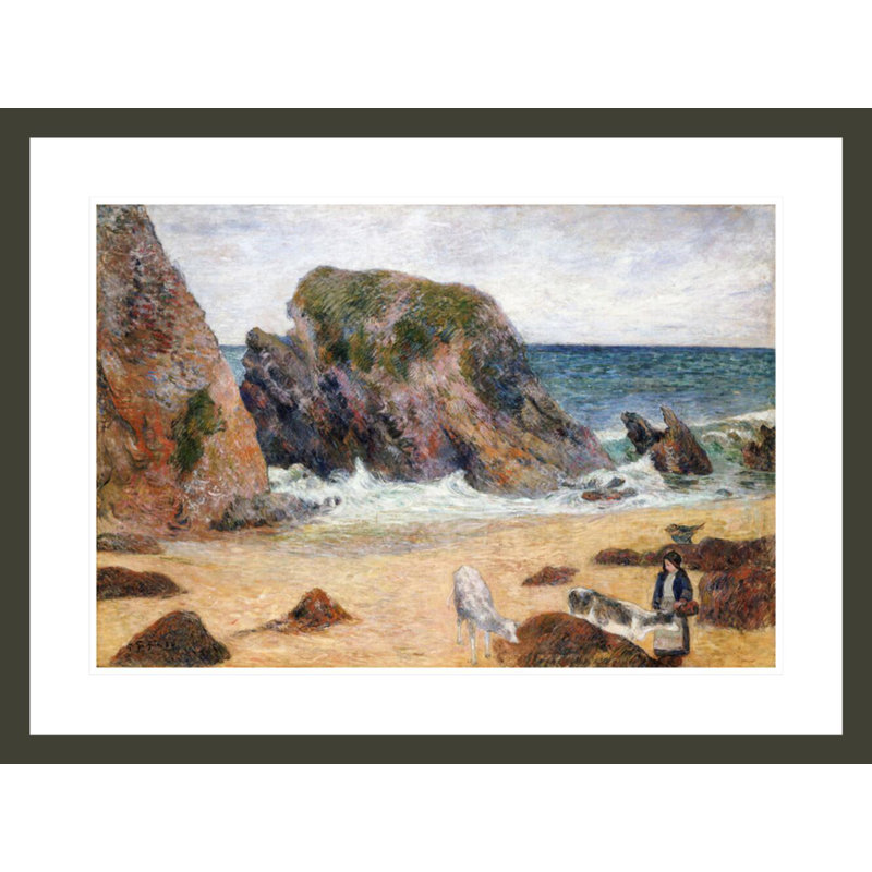 «Cows On The Seashore» par Paul Gauguin - Estampe numérique encadrée, H 22,18 po x l 29,5 po