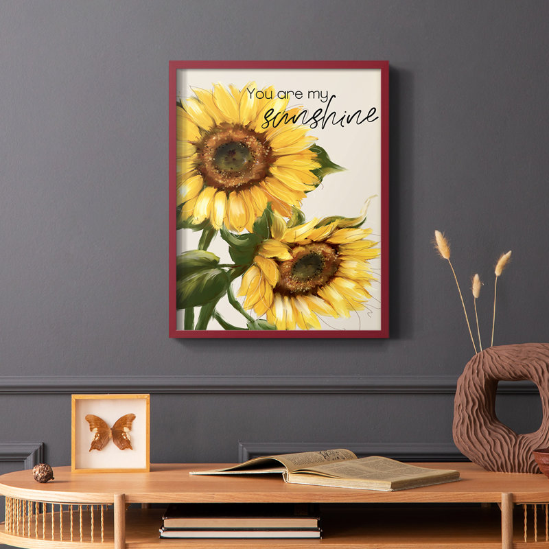 «You Are My Sunshine», reproduction encadrée - bois massif, Rouge, H 20 po x l 16 po