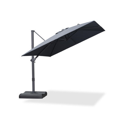 9' × 9' Patio Cantilever Gray Umbrella Outdoor Square Adjustable Offset Gray Umbrellas with 360-degree Rotation and 8 Heavy Duty Metal Ribs for Garden Deck Pool