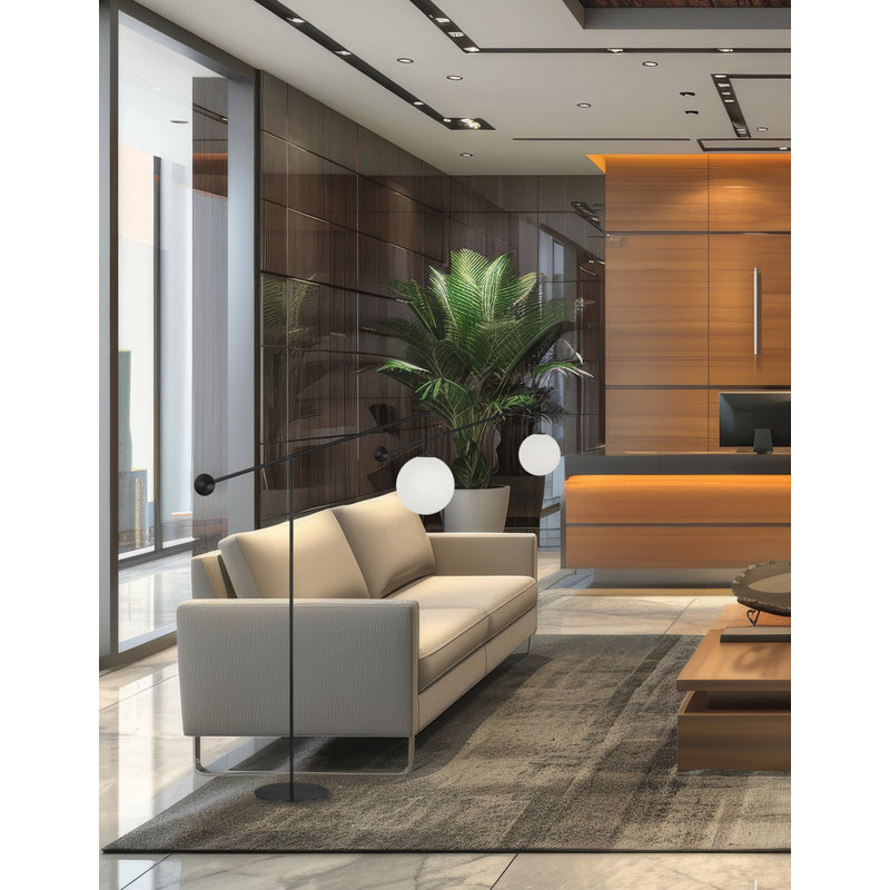 94.5'' Swing Arm Floor Lamp, Matte Black