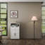Armoire à deux portes facile à installer avec tablettes réglables, tiroirs et rangement ouvert pour les espaces de salle à manger, tablettes de rangement blanches polyvalentes, rangement de bureau, agencement de couleurs