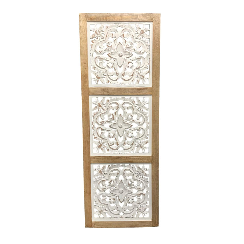 Queen Bee 3 Panel Wall Art Whitewash