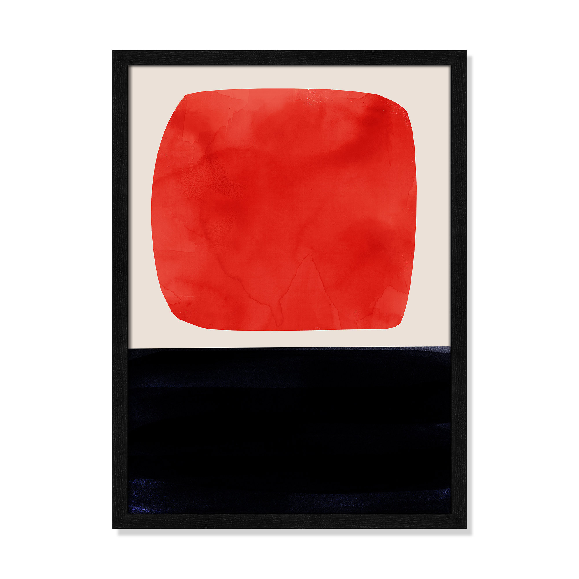 Boxed-Red by Aoibhne Hogan, 23" H x 17" W x 0.75" D, Black Wood Grain Paper