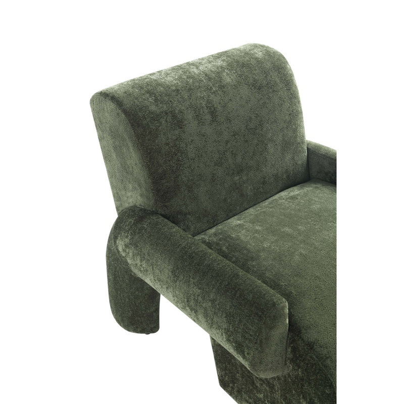 Chaise d'appoint Verandah Mid-Century, Chenille vert olive Cintra