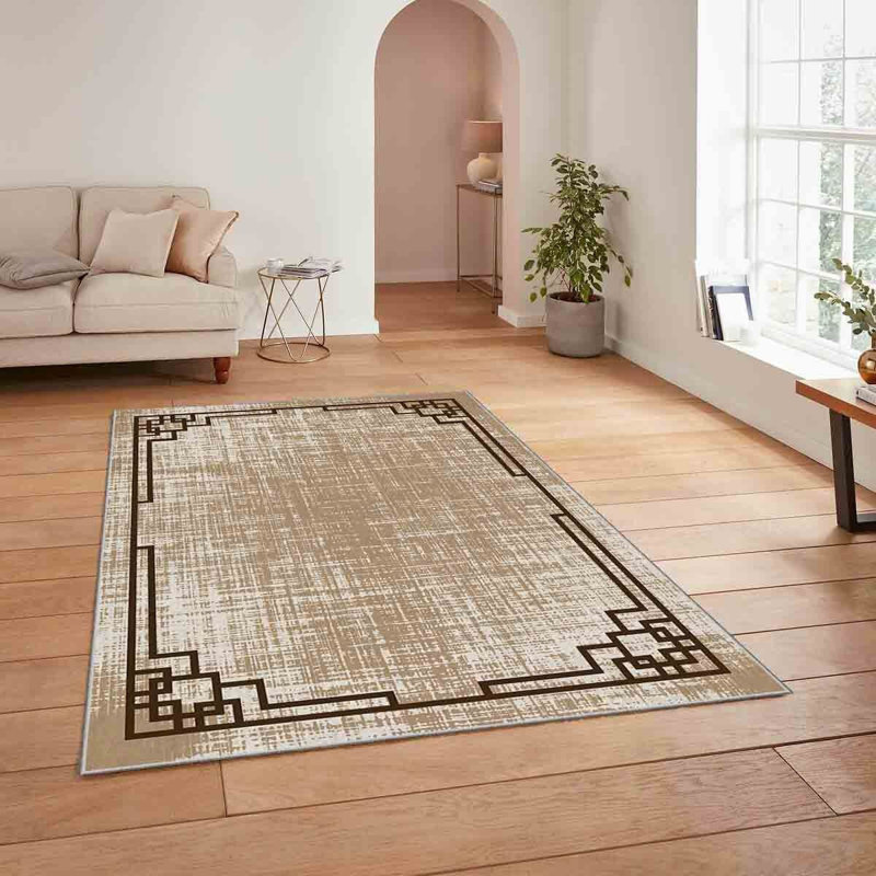 Premium Woven Carpet, 4 ft x 6 ft, 100% Polyester, 740 g/m² | Non-Slip Felt Dot Underside, Machine Washable at 86°F, Low Pile Height: 0.2 in | Digital Print Design, Easy to Clean & Maintain, Ideal for Living Room & Office