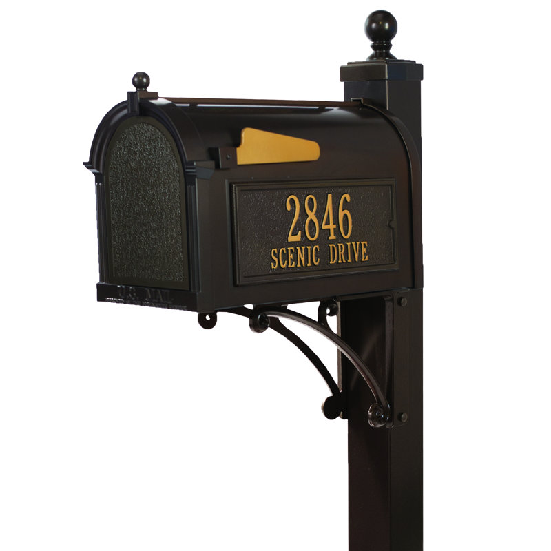 Deluxe Package Post Mounted Mailbox, Bronze, Yes