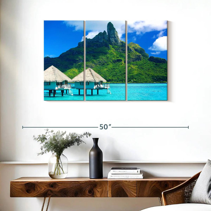 Scène de plage Gillard Tahiti, H 24 po x l 38 po