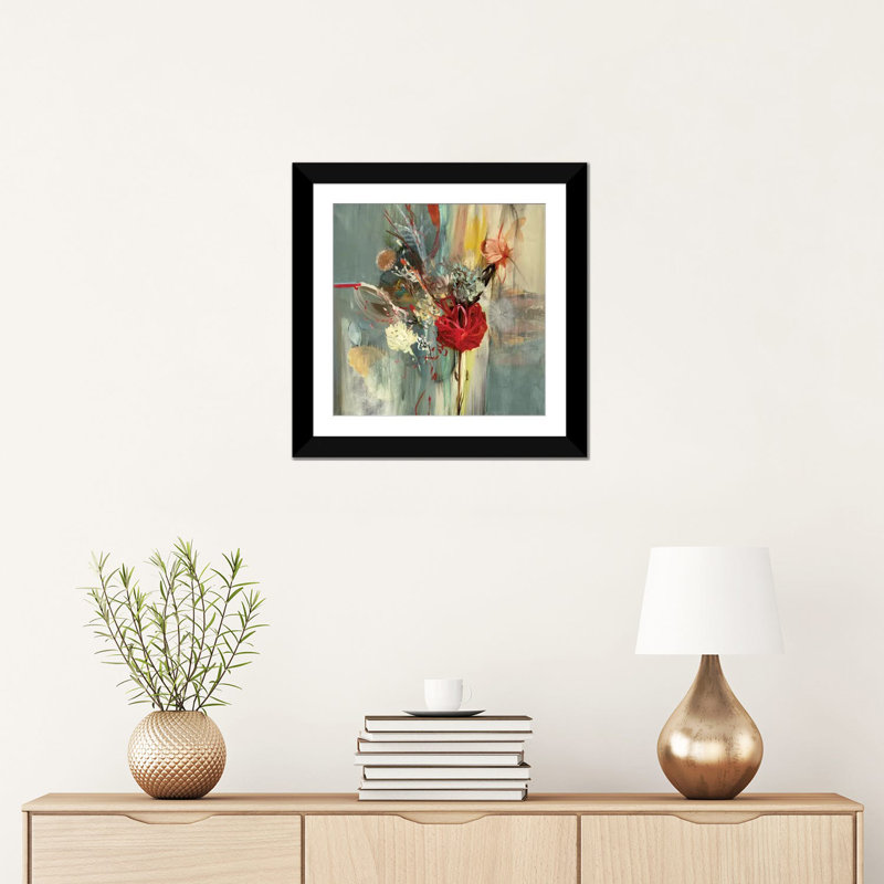 «Floral Life», reproduction sur toile, Blanc, H 16 po x l 16 po x P 1 po, Papier beaux-arts encadré noir